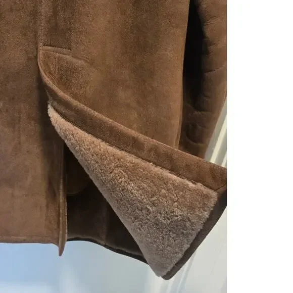 Sheepskin Shop Portland Sheepskin Coat Bone Buttons Vintage Size 40 - Picture 9 of 13